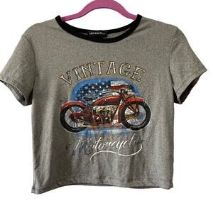 Streetwear Society Motorcycle Print Cropped Top Size Large